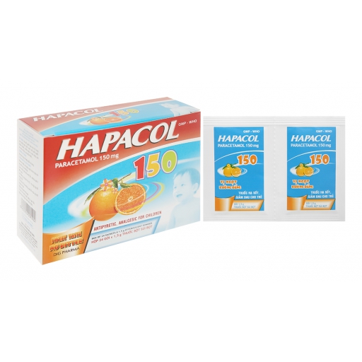 Hapacol 150mg DHG vị cam - Thuốc hỗ trợ giảm đau, hạ sốt cho trẻ em