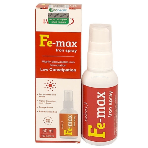 Fe-max iron spray - Hỗ trợ tạo máu, hỗ trợ giảm nguy cơ thiếu máu do thiếu sắt