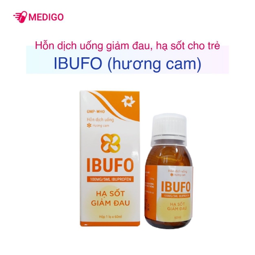 IBUFO - Hỗn dịch uống giảm đau, hạ sốt cho trẻ (hương cam) 