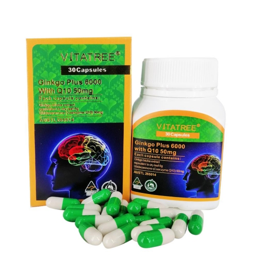 Viên uống bổ não Vitatree Ginkgo Plus 6000 Mg with CQ10 50mg (Lọ 60 viên)